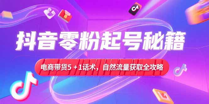 抖音零粉起号秘籍，电商带货5+1话术，自然流量获取实操流程-彼飞网创