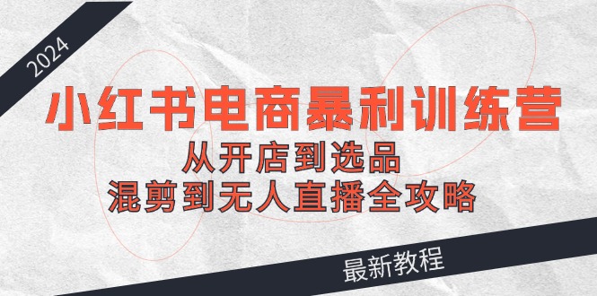 2024小红书电商暴利训练营：从开店到选品，混剪到无人直播全攻略-彼飞网创