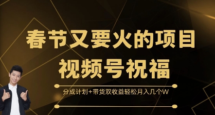 春节又要火的项目视频号祝福，分成计划+带货双收益，轻松月入几个W【揭秘】-彼飞网创