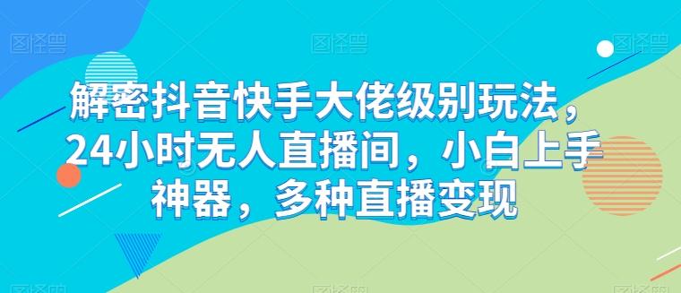 解密抖音快手大佬级别玩法，24小时无人直播间，小白上手神器，多种直播变现【揭秘】-彼飞网创