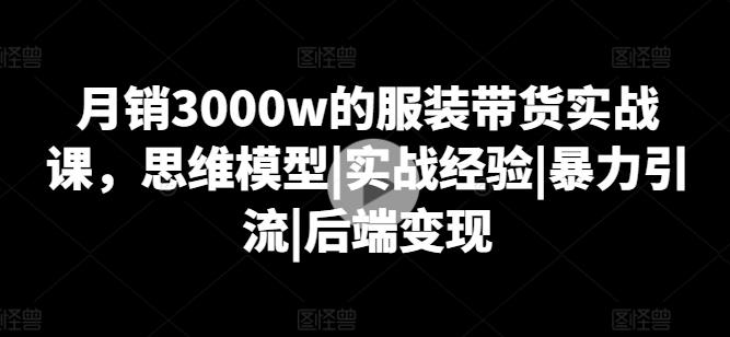 月销3000w的服装带货实战课，思维模型|实战经验|暴力引流|后端变现-彼飞网创