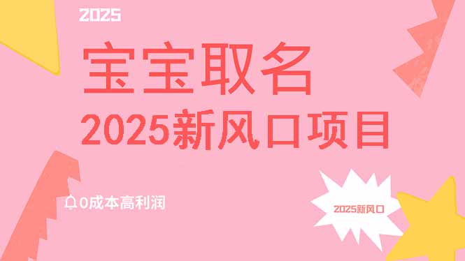 2025新风口项目宝宝取名，0成本高利润，附保姆级教程，月入过万不是梦-彼飞网创
