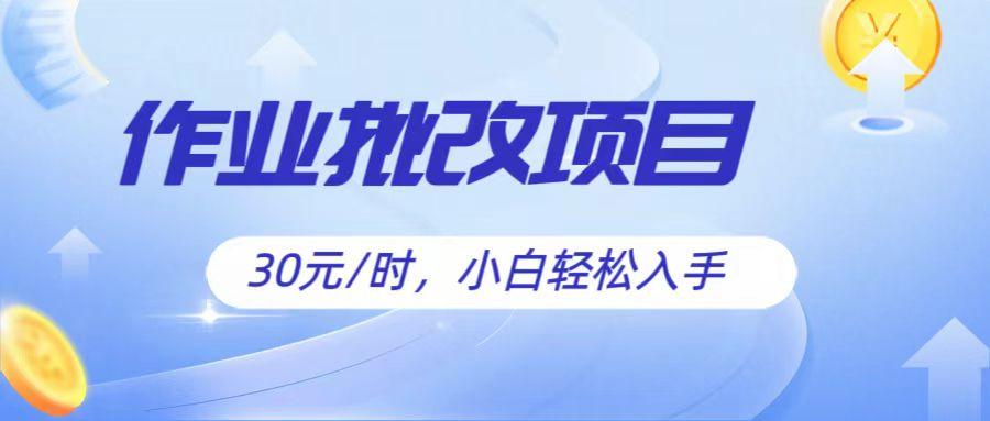 作业批改项目30元/时，简单小白轻松入手，非常适合兼职-彼飞网创