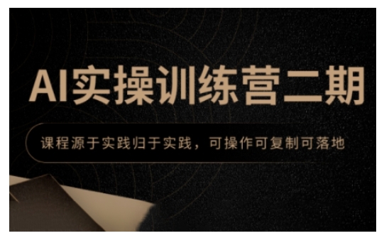 AI实操训练营二期，课程源于实践归于实践，可操作可复制可落地-彼飞网创