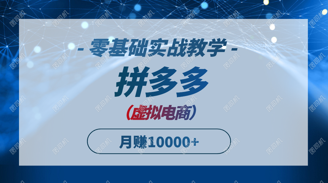拼多多虚拟电商，零基础实战教学，快速打爆商品，新手也能月入10000+-彼飞网创