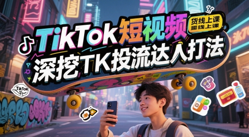 TikTok短视频带货线上课，深挖TK投流达人打法-彼飞网创