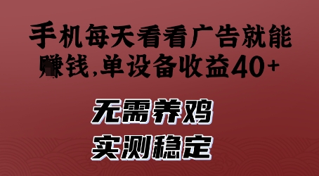 手机每天看看广告就能挣钱，单设备收益40+，无需养鸡，实测稳定【揭秘】-彼飞网创