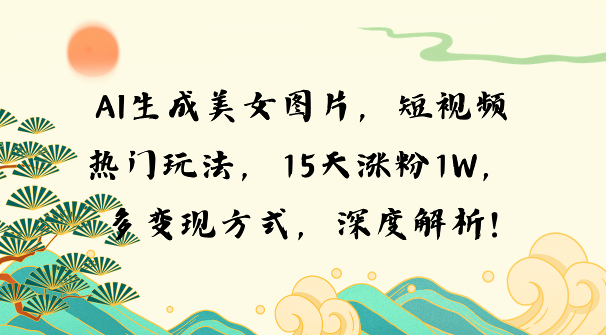 AI生成美女图片，短视频热门玩法，15天涨粉1W，多变现方式，深度解析!-彼飞网创
