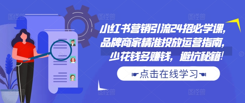 小红书营销引流24招必学课，品牌商家精准投放运营指南，少花钱多赚钱，避坑秘籍!-彼飞网创