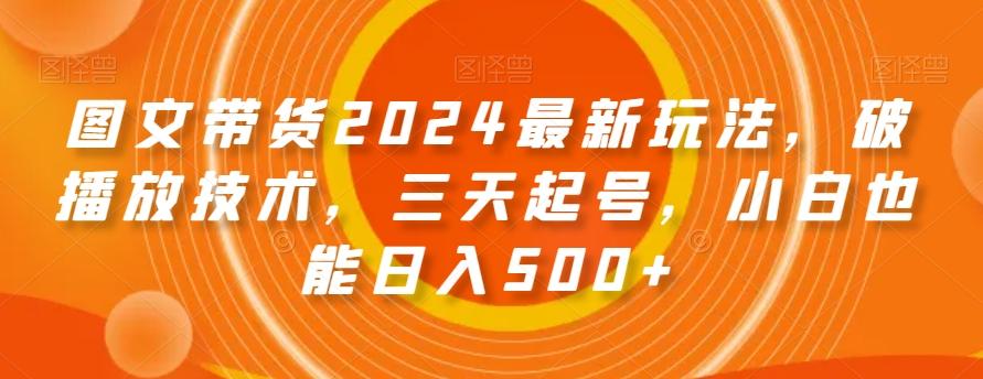 图文带货2024最新玩法，破播放技术，三天起号，小白也能日入500+【揭秘】-彼飞网创