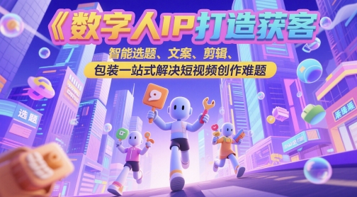 数字人IP打造获客变现实操课，智能选题、文案、剪辑、包装一站式解决短视频创作难题-彼飞网创