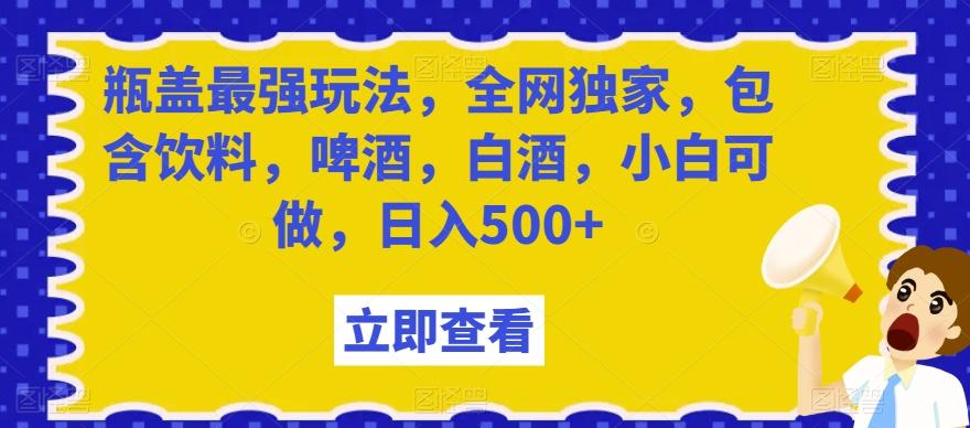 瓶盖最强玩法，全网独家，包含饮料，啤酒，白酒，小白可做，日入500+【揭秘】-彼飞网创