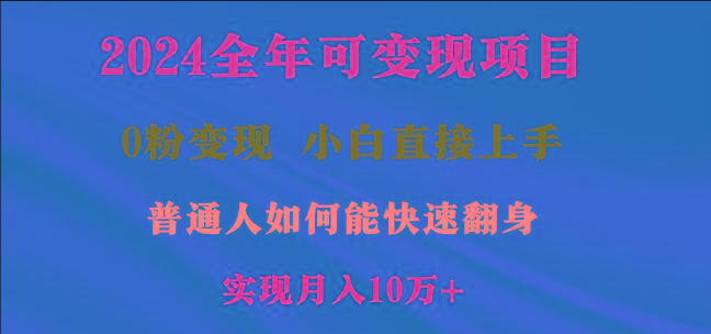 2024全年可变现项目，一天收益至少2000+，小白上手快，普通人就要利用互…-彼飞网创