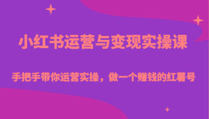 小红书运营与变现实操课-手把手带你运营实操，做一个赚钱的红薯号-彼飞网创