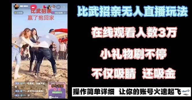 最近很火的无人直播“比武招亲”的一个玩法项目简单-彼飞网创