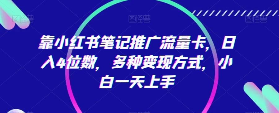 靠小红书笔记推广流量卡，日入4位数，多种变现方式，小白一天上手-彼飞网创