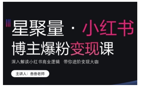 小红书博主爆粉变现课，深入解读小红书商业逻辑，带你进阶变现大咖-彼飞网创