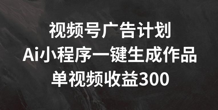 视频号广告计划，AI小程序一键生成作品， 单视频收益300+【揭秘】-彼飞网创