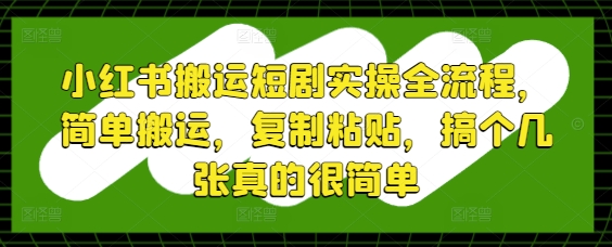 小红书搬运短剧实操全流程，简单搬运，复制粘贴，搞个几张真的很简单-彼飞网创