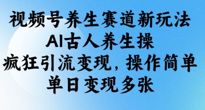 视频号养生赛道新玩法，AI古人养生操，疯狂引流变现，操作简单，单日变现多张-彼飞网创