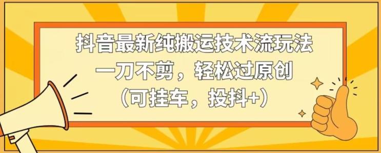 抖音最新纯搬运技术流玩法，一刀不剪，轻松过原创(可挂车，投抖+)【揭秘】-彼飞网创