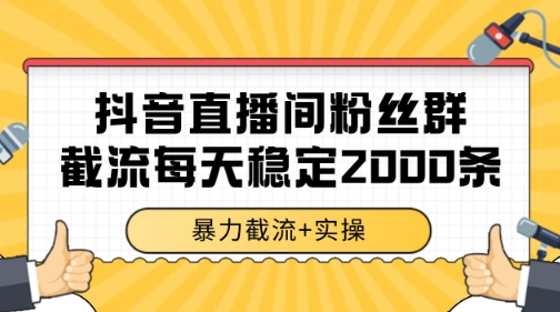抖音直播间粉丝群暴力截流，一台电脑每天稳定2000条数据【揭秘】-彼飞网创
