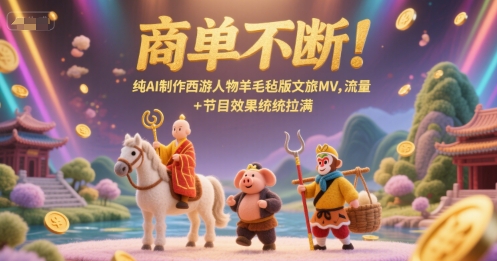 商单不断！纯AI制作西游人物羊毛毡版文旅MV，流量+节目效果统统拉满-彼飞网创