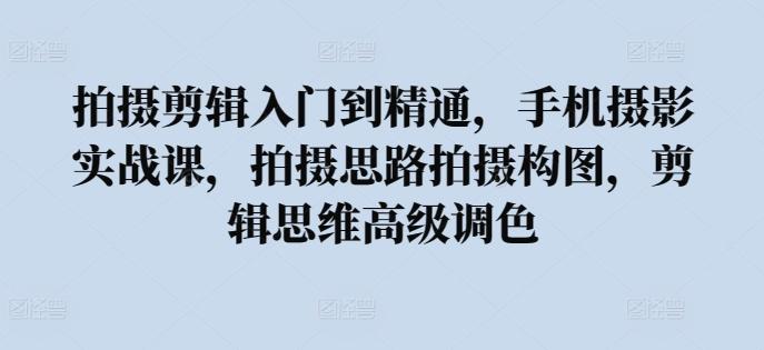 拍摄剪辑入门到精通，​手机摄影实战课，拍摄思路拍摄构图，剪辑思维高级调色-彼飞网创