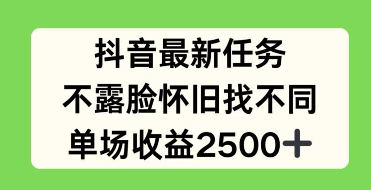 抖音最新任务，不露脸怀旧找不同，单场收益2.5k【揭秘】-彼飞网创