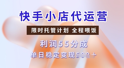 快手小店代运营，限时托管计划，收益55分，单日稳定变现多张【揭秘】-彼飞网创