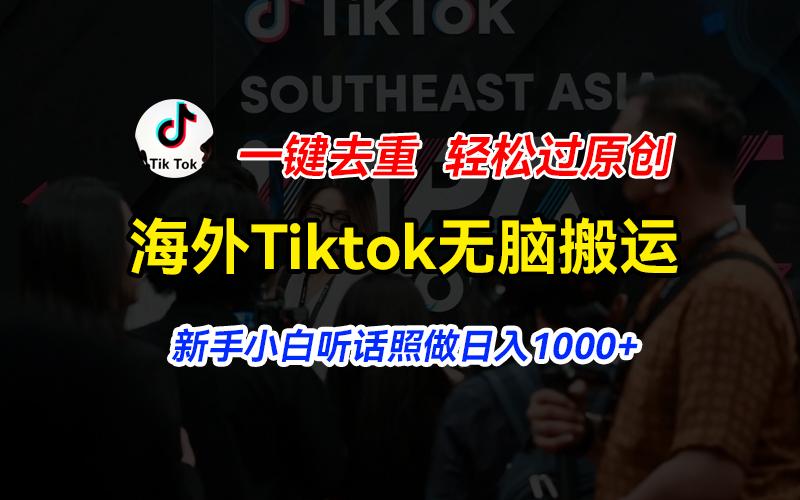 海外Tiktok短视频无脑搬运，一键去重轻松过原创，新手小白听话照做日入…-彼飞网创