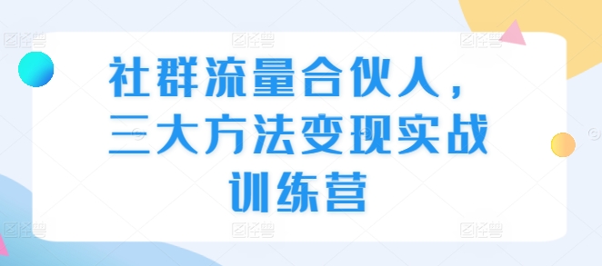 社群流量合伙人，三大方法变现实战训练营-彼飞网创