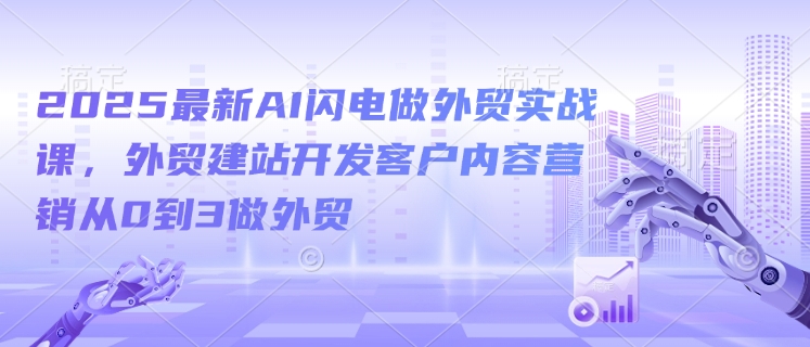 2025最新AI闪电做外贸实战课，外贸建站开发客户内容营销从0到3做外贸-彼飞网创