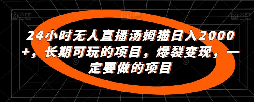 24小时无人直播汤姆猫日入2000+，长期可玩的项目，爆裂变现，一定要做的项目【揭秘】-彼飞网创