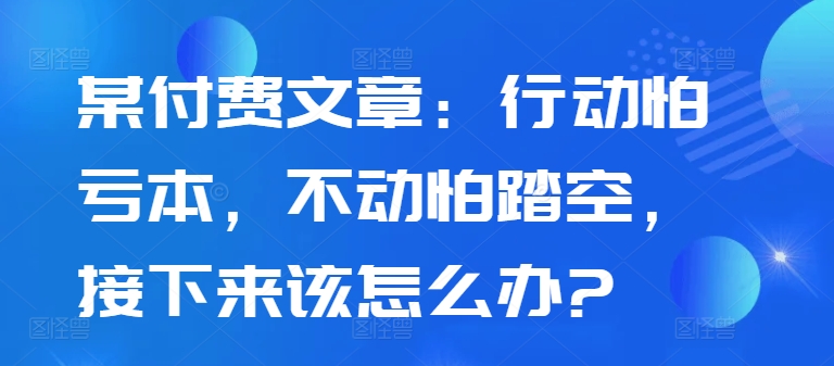 某付费文章：行动怕亏本，不动怕踏空，接下来该怎么办?-彼飞网创