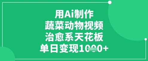 用Ai制作蔬菜动物视频，治愈系天花板，单日变现1k-彼飞网创