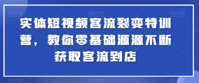 实体短视频客流裂变特训营，教你零基础源源不断获取客流到店-彼飞网创