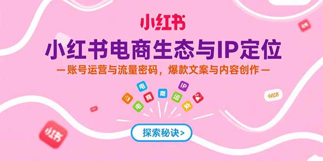 小红书电商生态与IP定位，账号运营与流量密码，爆款文案与内容创作-彼飞网创