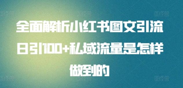 全面解析小红书图文引流日引100+私域流量是怎样做到的【揭秘】-彼飞网创