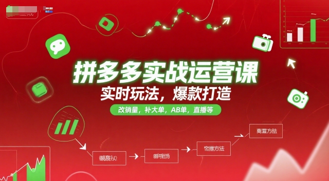 拼多多实战运营课，实时玩法，爆款打造，改销量，补大单，AB单，直播等(更新2025月)-彼飞网创