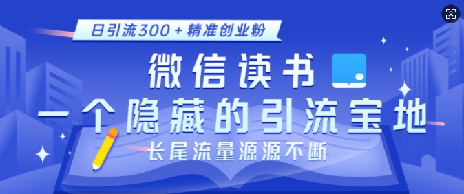 微信读书，一个隐藏的引流宝地，不为人知的小众打法，日引流300+精准创业粉，长尾流量源源不断-彼飞网创
