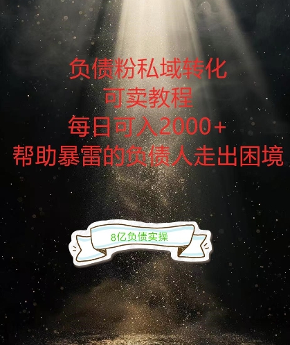 负债粉掘金计划，帮助负债者解决问题，债务规划，债务重组，最好的变现方式【揭秘】-彼飞网创