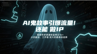 AI鬼故事引爆流量，还能做IP，视频号多渠道收益单日1k+，小白副业、工作室放大的最佳选择-彼飞网创