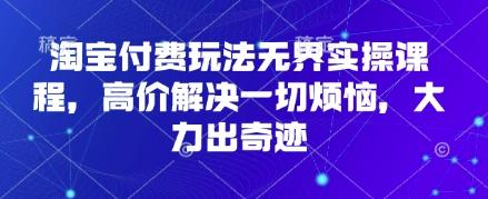 淘宝付费玩法无界实操课程，高价解决一切烦恼，大力出奇迹-彼飞网创