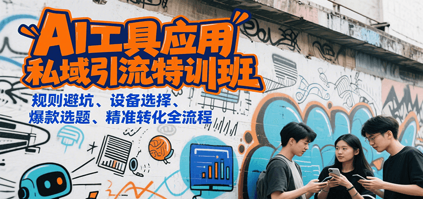 AI工具应用私域引流特训班，规则避坑、设备选择、爆款选题、精准转化全流程-彼飞网创