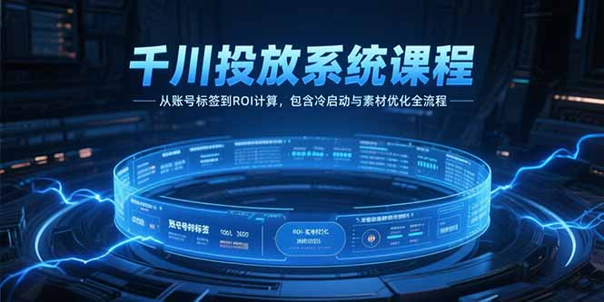 千川投放系统课程，从账号标签到ROI计算，包含冷启动与素材优化全流程-彼飞网创
