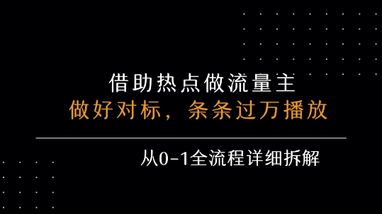 借力热点，乘顺风车玩流量主，条条过万播放， 每月收益5k+，从0-1全流程详细拆解-彼飞网创