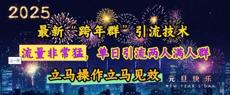 最新“跨年群”引流，流量非常猛，单日引流两人满人群，立马操作立马见效【揭秘】-彼飞网创