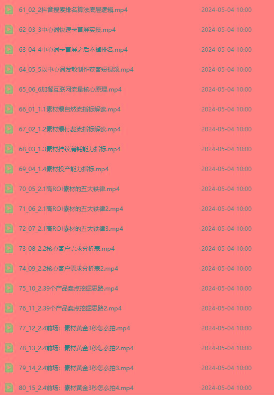 图片[4]-2024单品正价起号，直播素材投流选品：选品课+投流课+素材课+卡首屏/100节-彼飞网创