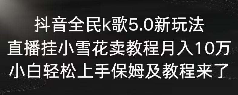 抖音全民k歌5.0新玩法，直播挂小雪花卖教程月入10万，小白轻松上手，保姆及教程来了【揭秘】-彼飞网创